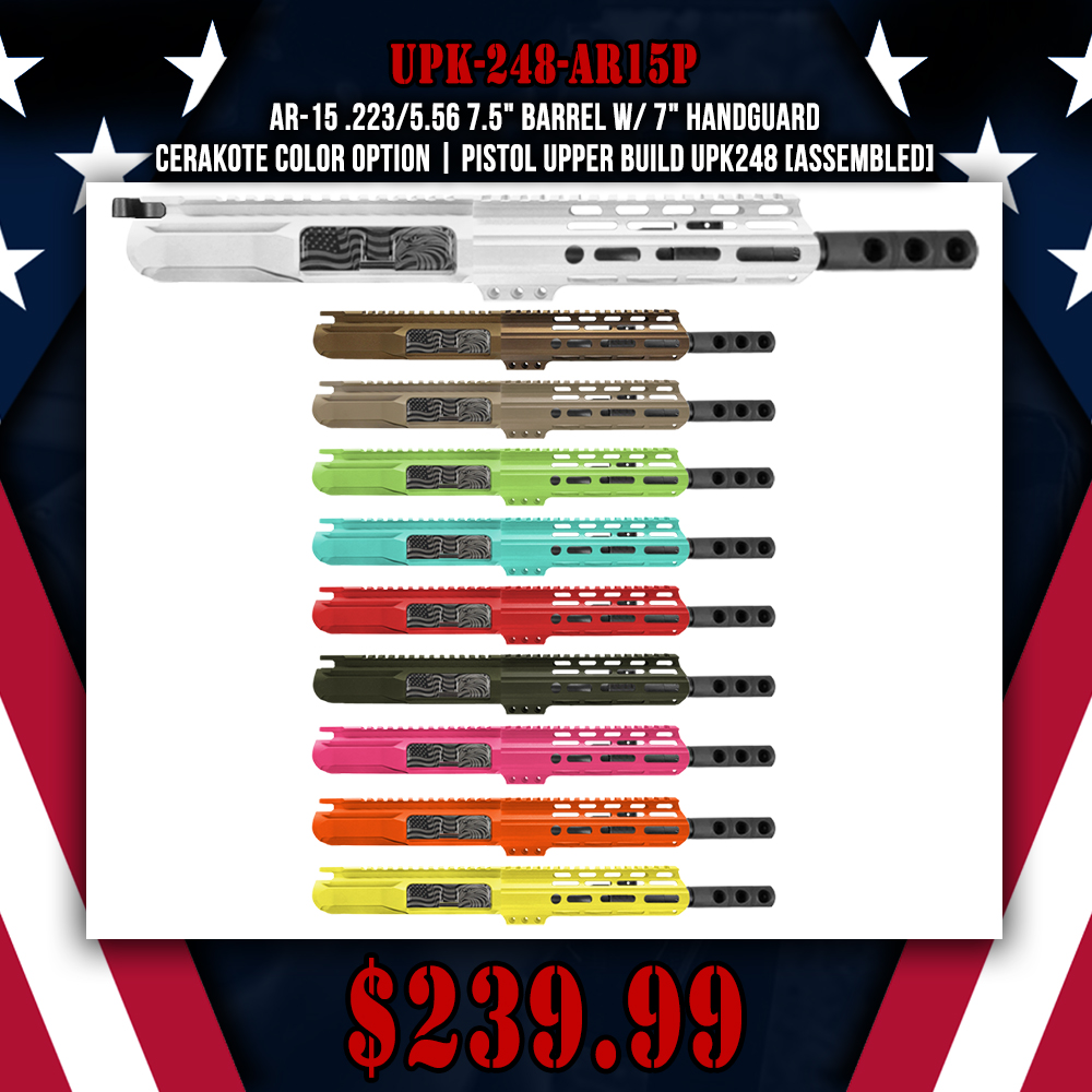 AR-15 .223/5.56 7.5" Barrel W/ 7" Handguard Cerakote Color Option |Pistol Upper Build UPK248 [ASSEMBLED]