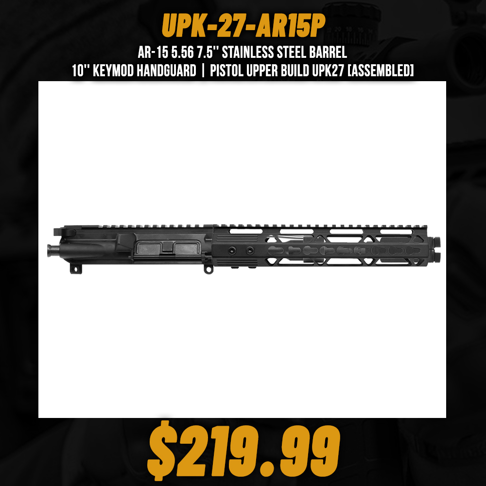 AR-15 5.56 7.5'' Stainless Steel Barrel 10'' Keymod Handguard | Pistol Upper Build UPK27 [ASSEMBLED]