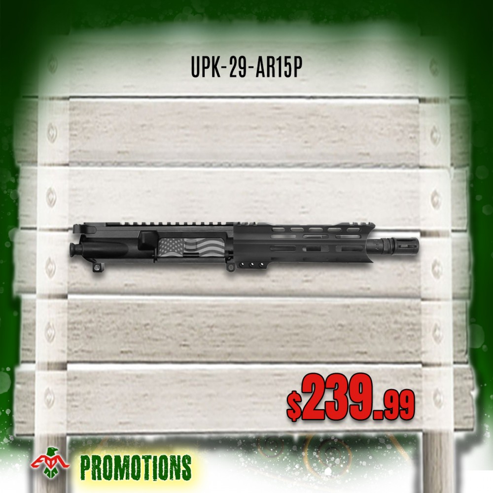 AR-15 5.56 7.5'' Barrel 7'' M Lok Handguard | USA Flag | Pistol Upper Build UPK29 [ASSEMBLED]