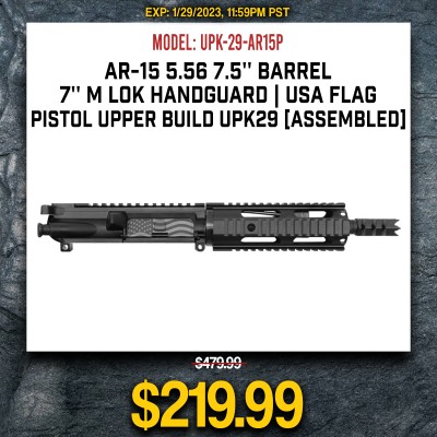 AR-15 5.56 7.5'' Barrel 7'' M Lok Handguard | USA Flag | Pistol Upper Build UPK29 [ASSEMBLED]