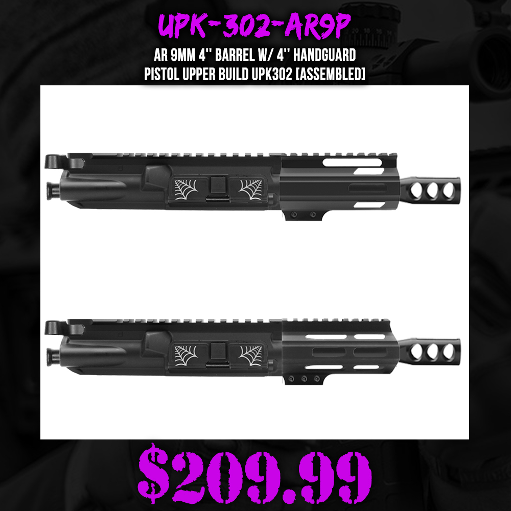 AR 9mm 4'' Barrel W/ 4'' Handguard | Pistol Upper Build UPK302 [ASSEMBLED]