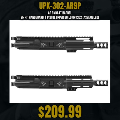 AR 9mm 4'' Barrel W/ 4'' Handguard | Pistol Upper Build UPK302 [ASSEMBLED]