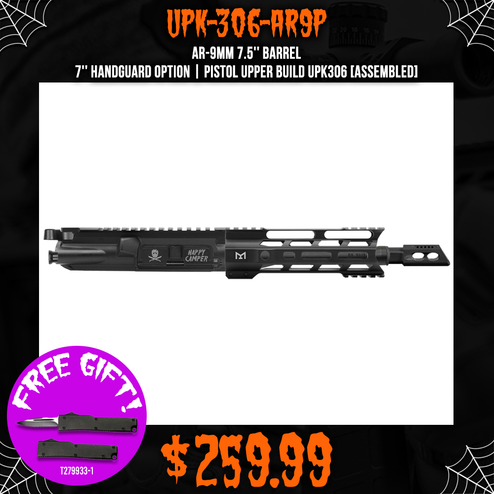 AR-9mm 7.5'' Barrel 7'' Handguard option | Pistol Upper Build UPK306 [ASSEMBLED]