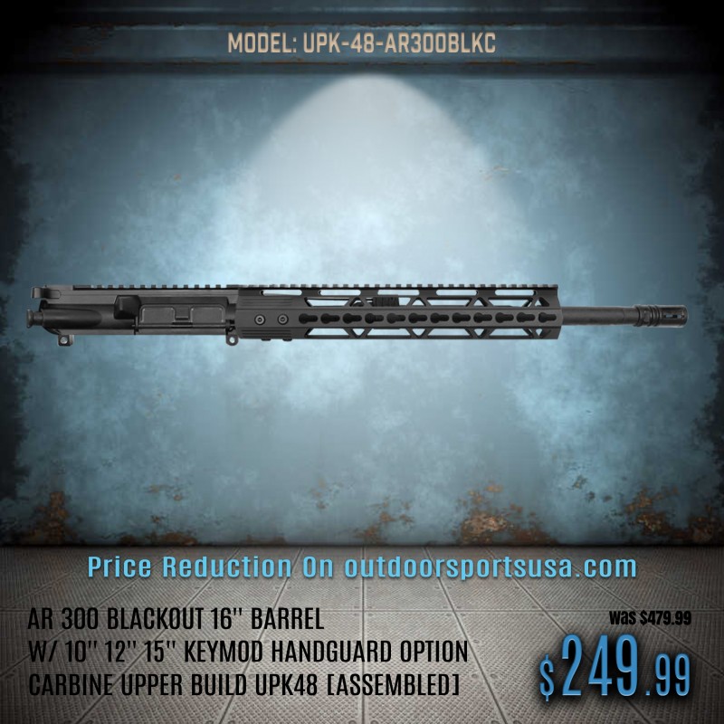 AR 300 Blackout 16'' Barrel W/ 10'' 12'' 15'' Keymod Handguard option | Carbine Upper Build UPK48 [ASSEMBLED]