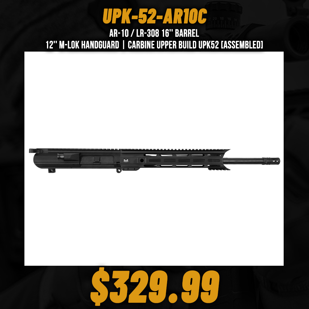 AR-10 / LR-308 16'' Barrel 12'' M-LOK Handguard | Carbine Upper Build UPK52 [ASSEMBLED]