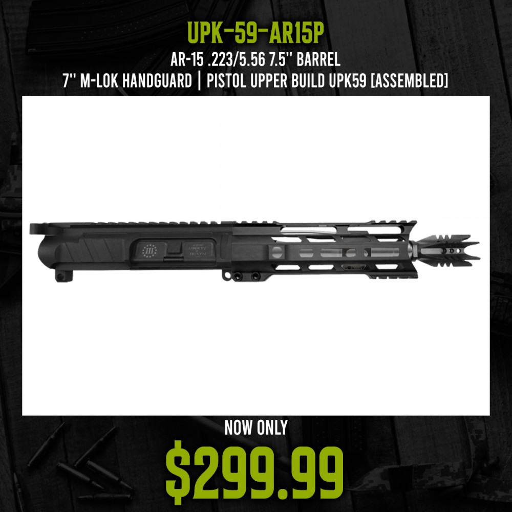 AR-15 .223/5.56 7.5'' Barrel 7'' M-LOK Handguard | Pistol Upper Build UPK59 [ASSEMBLED]