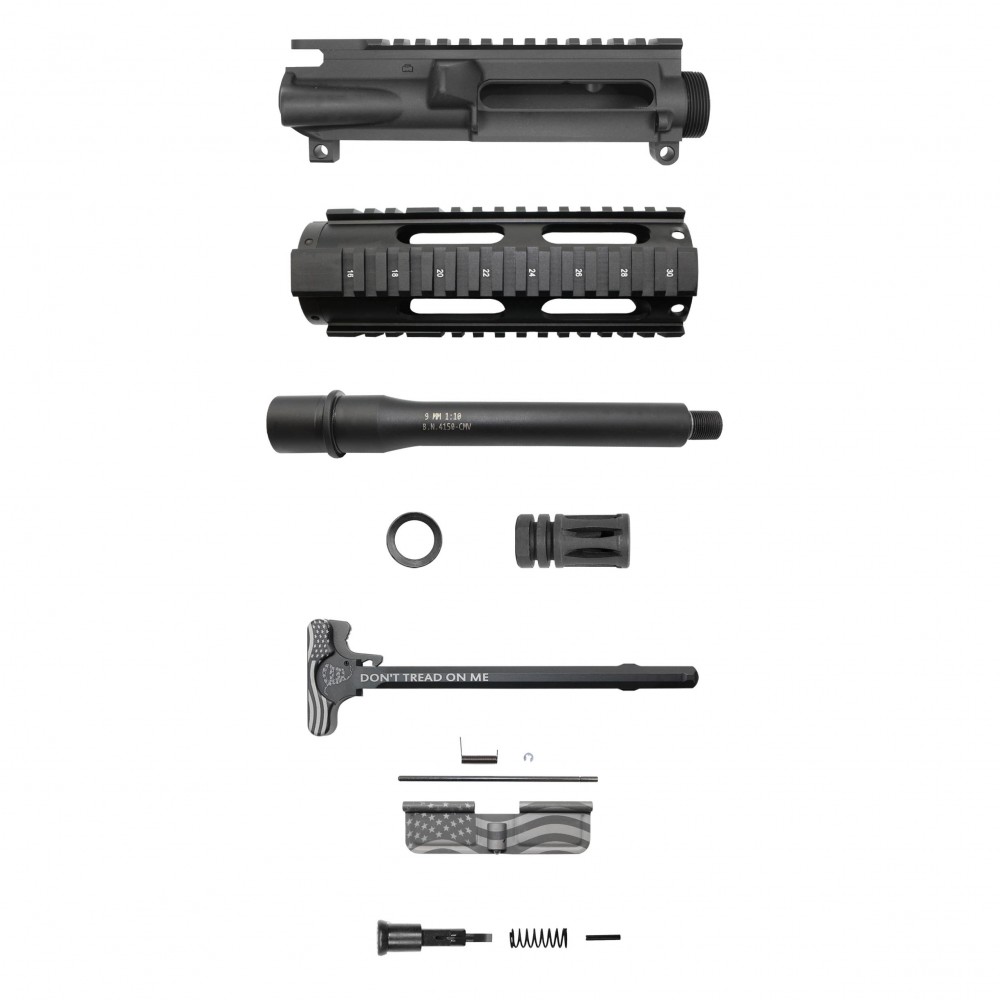 AR-9mm 7.5'' Barrel 7'' Quad Rail Handguard | USA Flag | Pistol Upper Build UPK62 [ASSEMBLED]