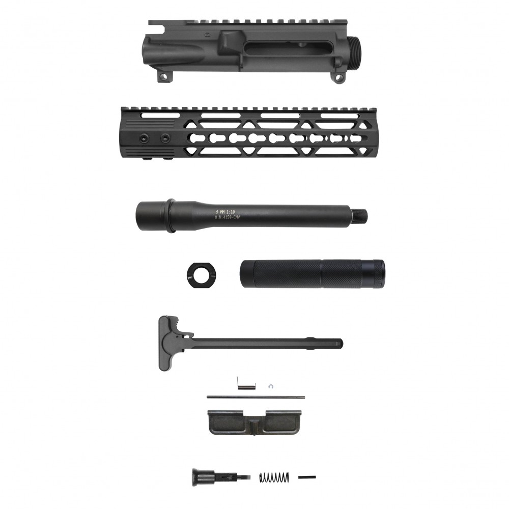 AR-9mm 7.5'' Stainless Steel Barrel 10'' Keymod Handguard | Pistol Upper Build UPK64 [ASSEMBLED]