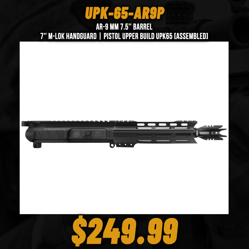 AR-9 mm 7.5'' BARREL 7'' M-LOK HANDGUARD | PISTOL UPPER BUILD UPK65 [ASSEMBLED]