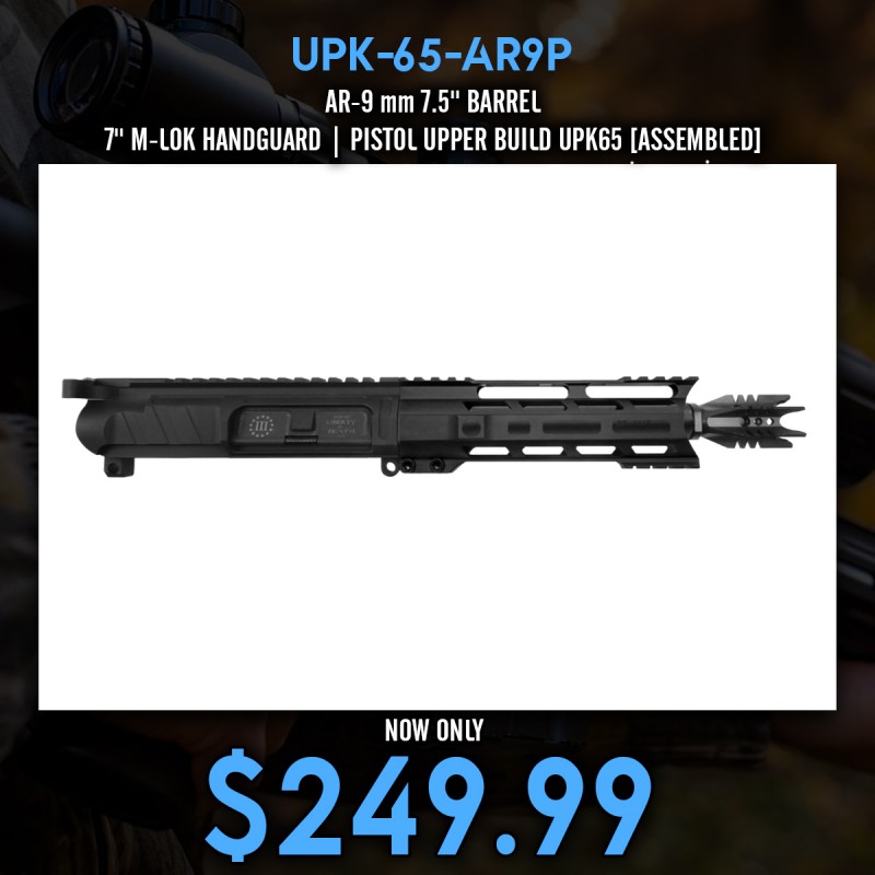 AR-9 mm 7.5'' BARREL 7'' M-LOK HANDGUARD | PISTOL UPPER BUILD UPK65 [ASSEMBLED]