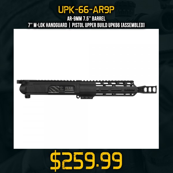 AR-9mm 7.5'' Barrel 7'' M-LOK Handguard | Pistol Upper Build UPK66 [ASSEMBLED]