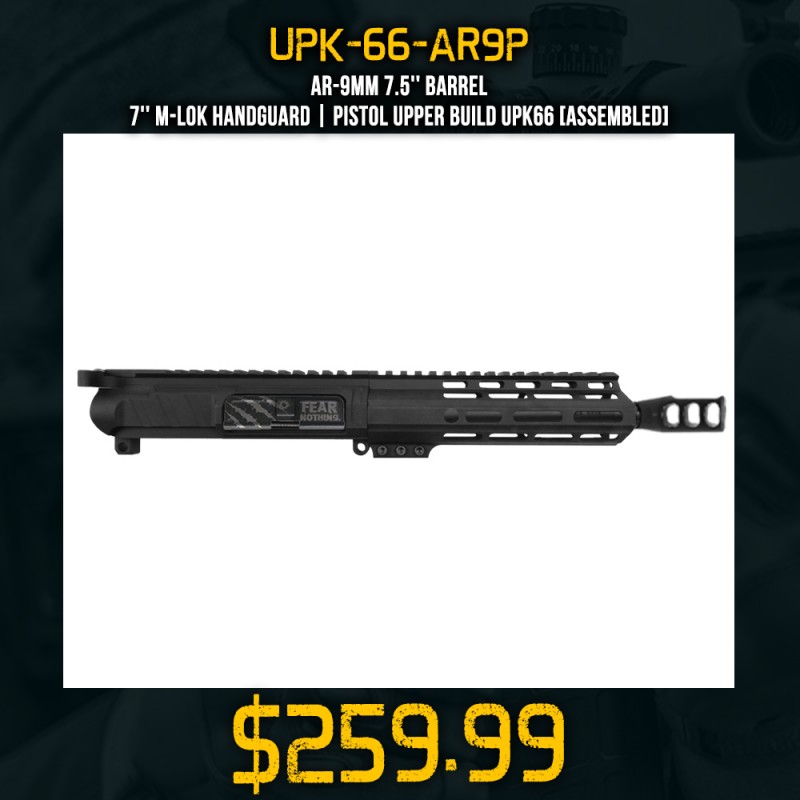 AR-9mm 7.5'' Barrel 7'' M-LOK Handguard | Pistol Upper Build UPK66 [ASSEMBLED]