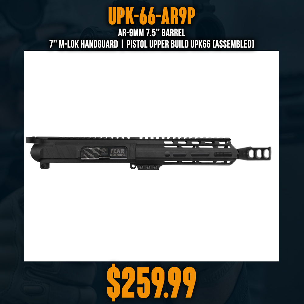 AR-9mm 7.5'' Barrel 7'' M-LOK Handguard | Pistol Upper Build UPK66 [ASSEMBLED]