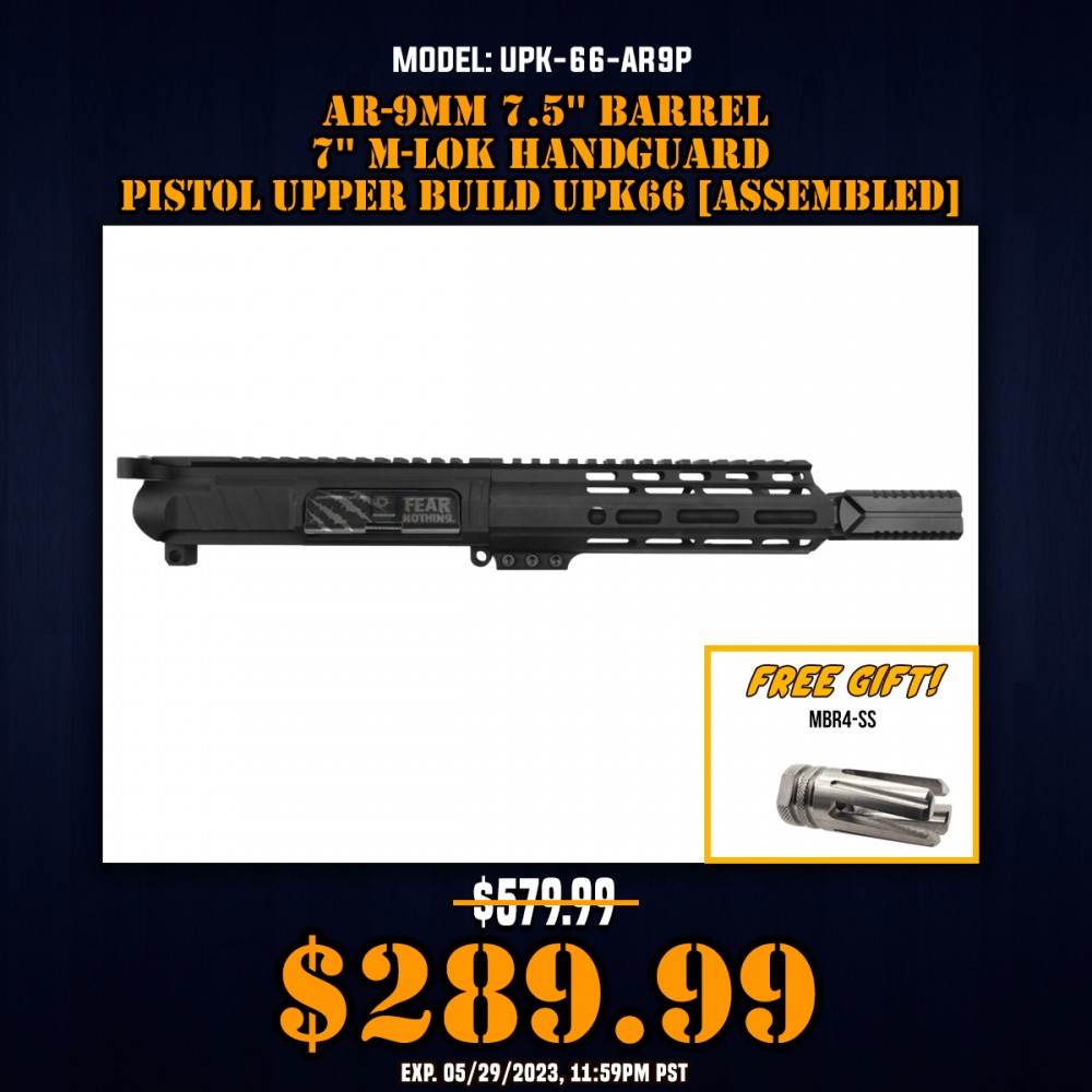 AR-9mm 7.5'' Barrel 7'' M-LOK Handguard | Pistol Upper Build UPK66 [ASSEMBLED]