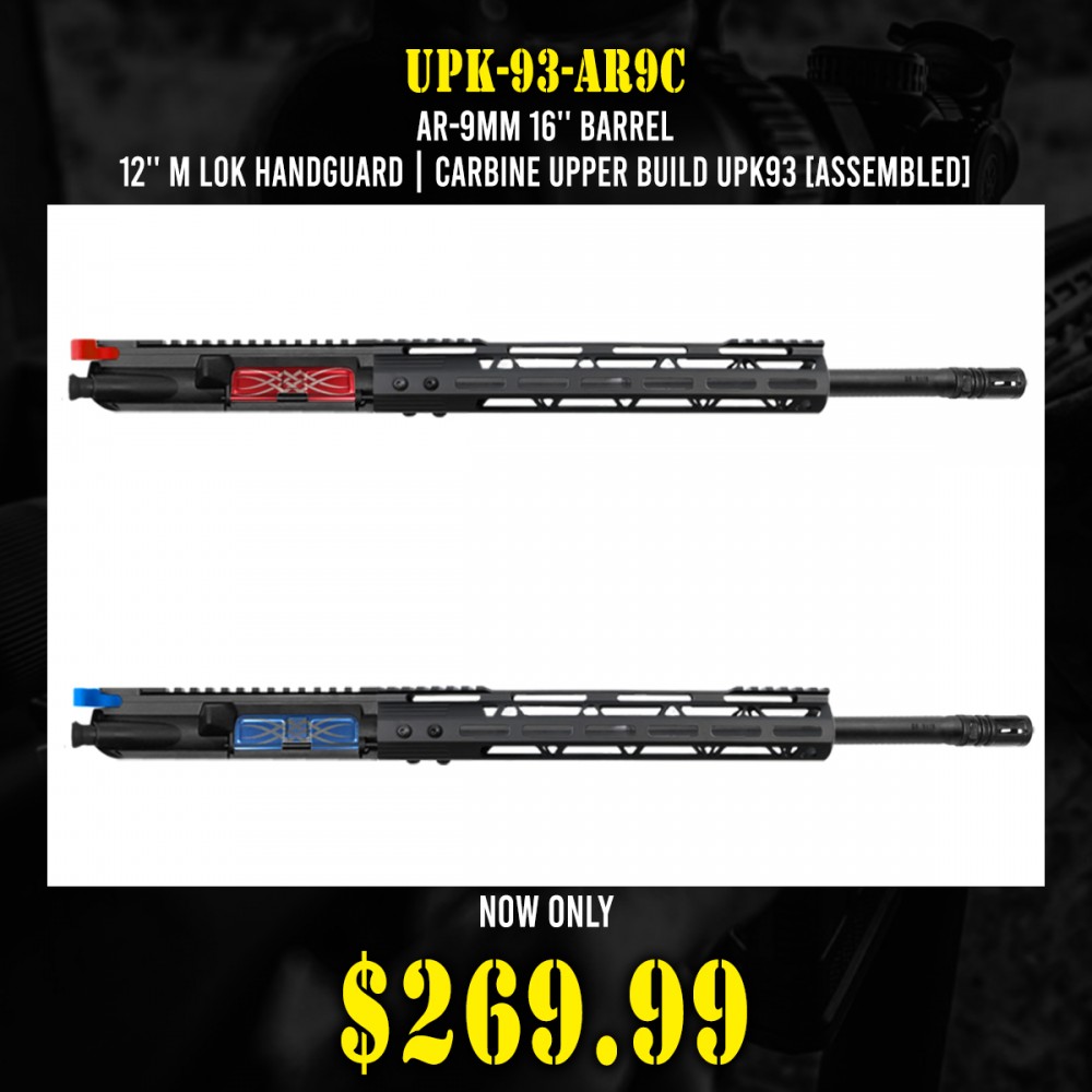 AR-9mm 16'' BARREL 12'' M LOK HANDGUARD| CARBINE UPPER BUILD UPK93 [ASSEMBLED]