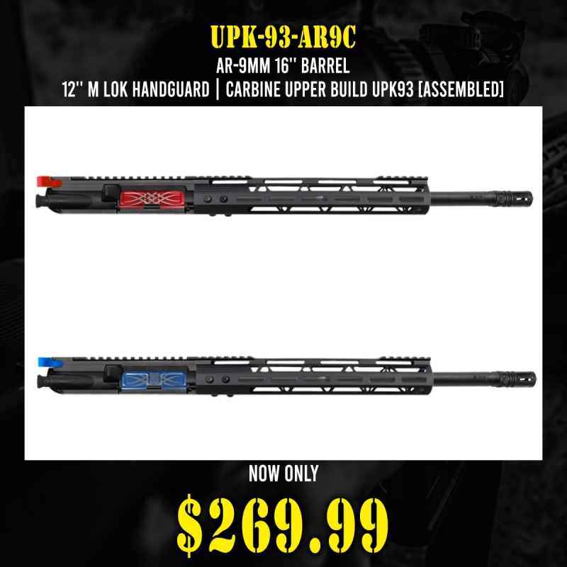 AR-9mm 16'' BARREL 12'' M LOK HANDGUARD| CARBINE UPPER BUILD UPK93 [ASSEMBLED]