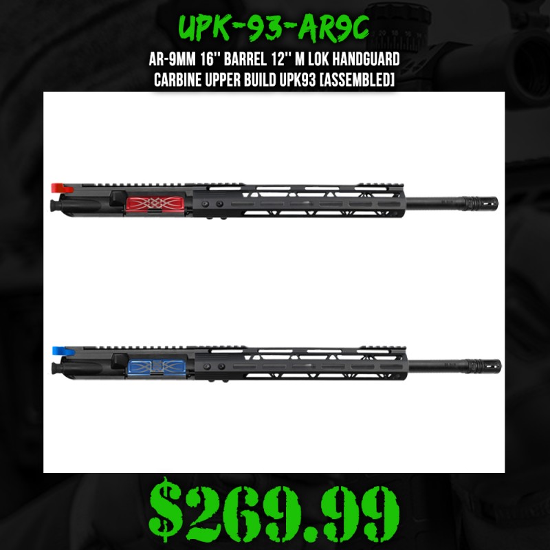 AR-9mm 16'' BARREL 12'' M LOK HANDGUARD| CARBINE UPPER BUILD UPK93 [ASSEMBLED]