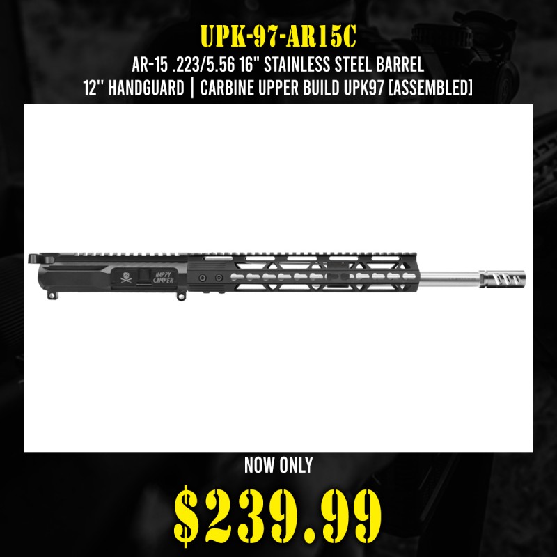 AR-15 .223/5.56 16" STAINLESS STEEL BARREL 12'' HANDGUARD | CARBINE UPPER BUILD UPK97 [ASSEMBLED]