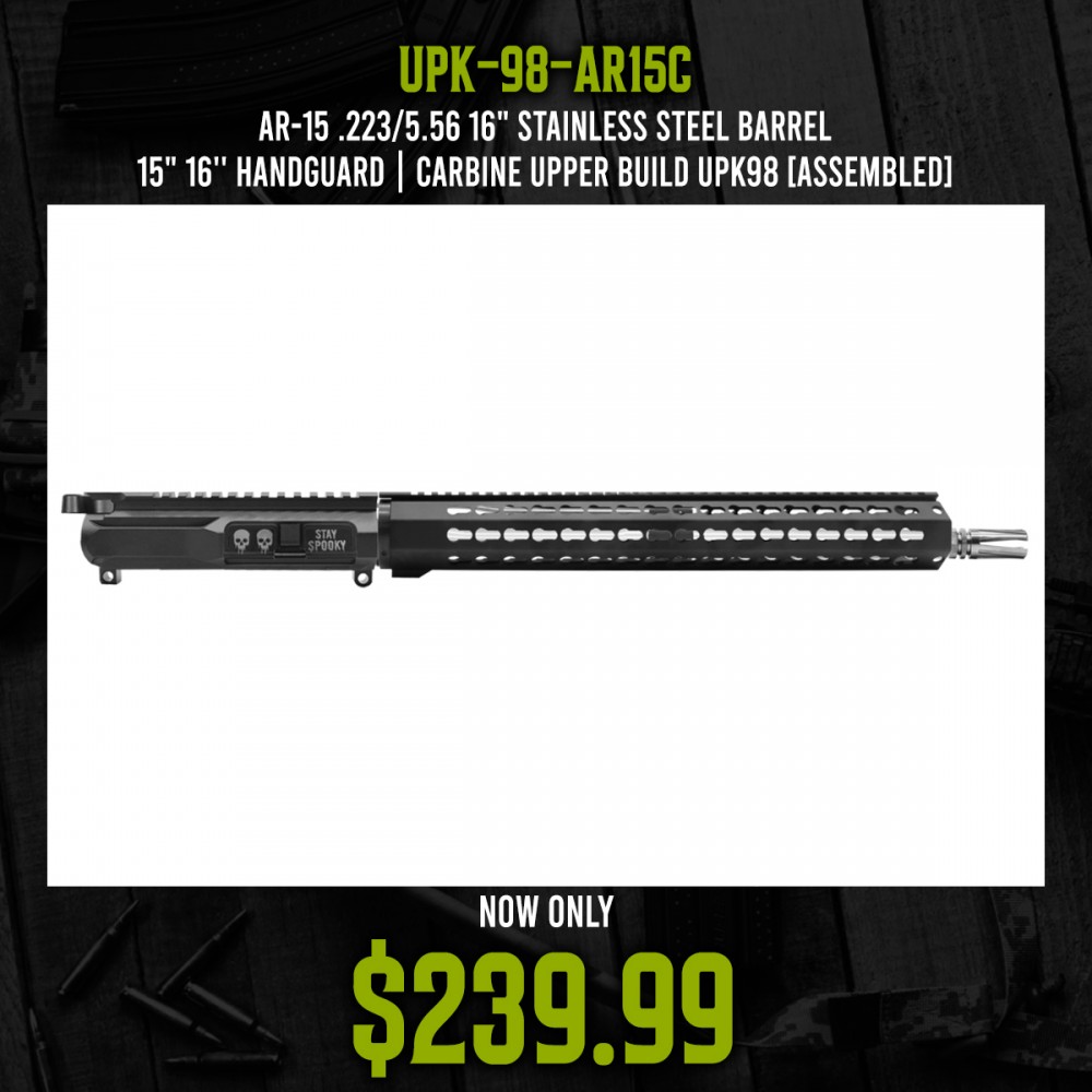 AR-15 .223/5.56 16" Stainless Steel Barrel 15" 16'' Handguard | Carbine Upper Build UPK98 [Assembled]