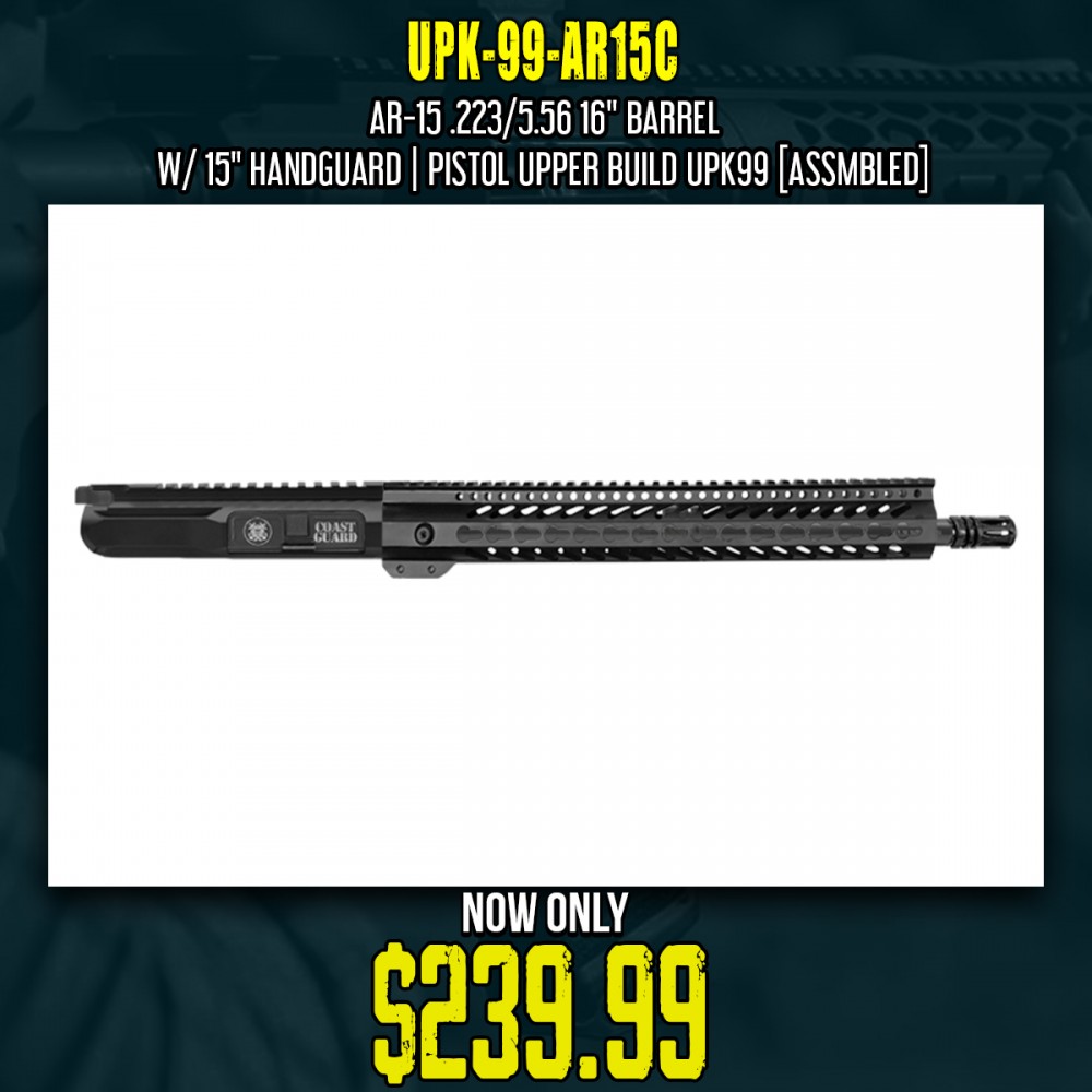 AR-15 .223/5.56 16" Barrel  W/ 15'' Handguard || Pistol Upper Build UPK99 [ASSMBLED]